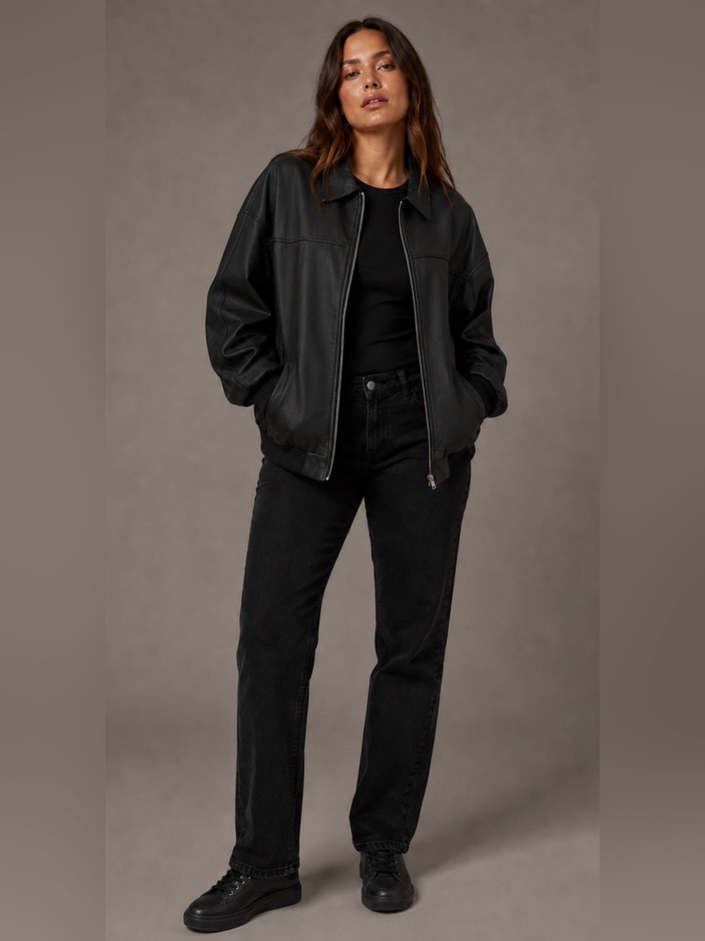 Princess Polly Black Faux Leather Bomber Jacket. New with tags size 12 oversized